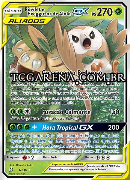 Carta Rowlet & Alolan Exeggutor-GX (1 / 236)