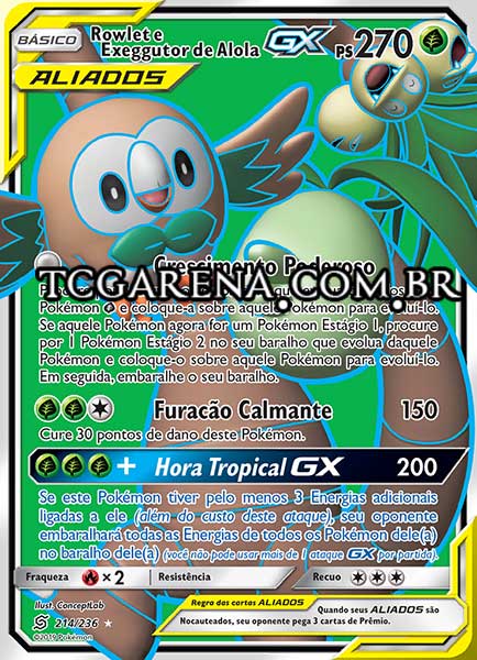 Carta Rowlet & Alolan Exeggutor-GX (214 / 236)