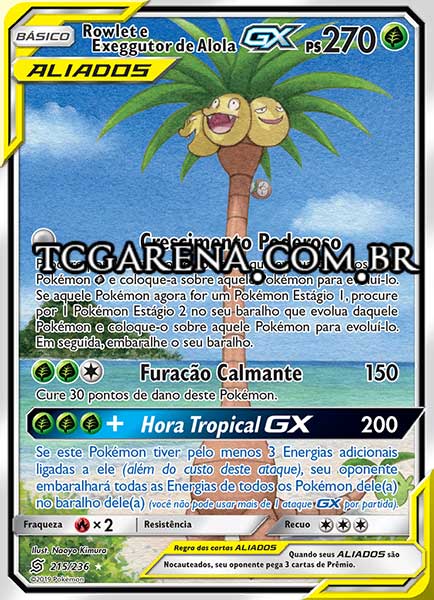 Carta Rowlet & Alolan Exeggutor-GX (215 / 236)