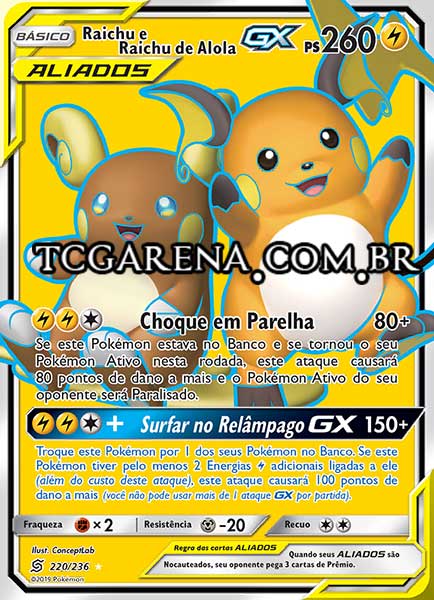 Carta Raichu & Alolan Raichu-GX (220 / 236)