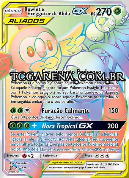 Carta Rowlet & Alolan Exeggutor-GX (237 / 236)