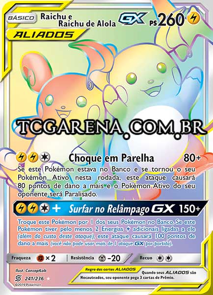 Carta Raichu & Alolan Raichu-GX (241 / 236)