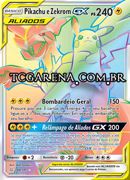 Carta Pikachu & Zekrom-GX (184 / 181)