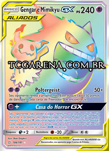 Carta Gengar & Mimikyu-GX (186 / 181)