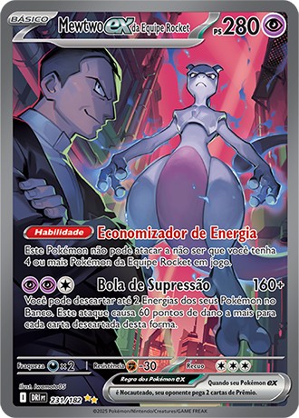 Carta Mewtwo ex da Equipe Rocket (231 / 182)