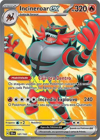 Carta Incineroar ex (187 / 162)